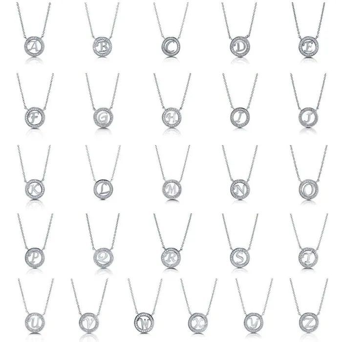 BERRICLE Necklaces Initial Letter CZ Necklace in Sterling Silver