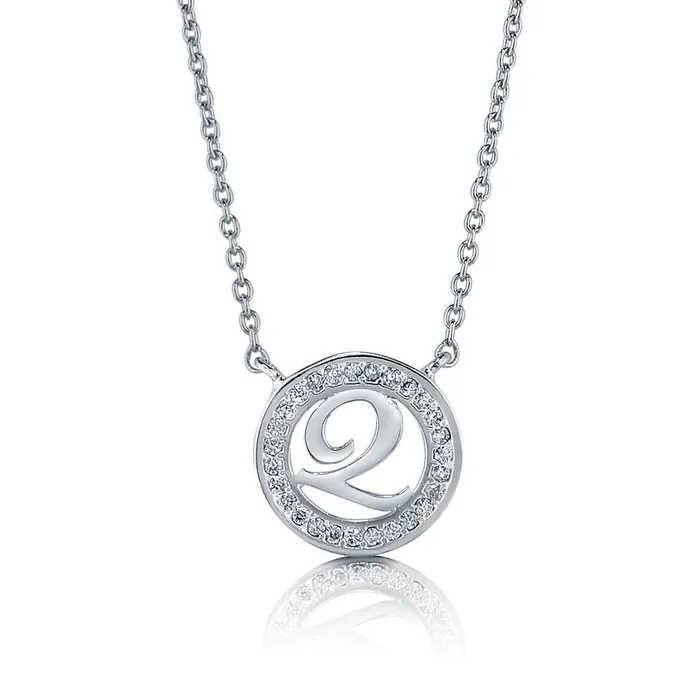 BERRICLE Necklaces Initial Letter CZ Necklace in Sterling Silver