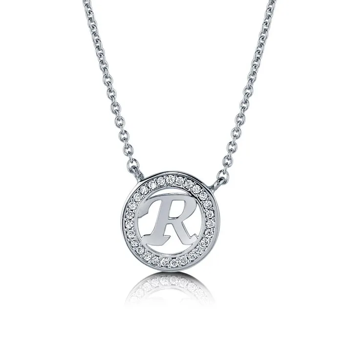 BERRICLE Necklaces Initial Letter CZ Necklace in Sterling Silver