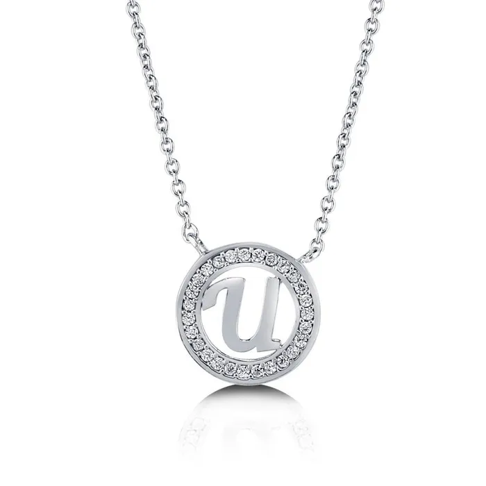 BERRICLE Necklaces Initial Letter CZ Necklace in Sterling Silver