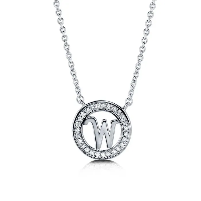 BERRICLE Necklaces Initial Letter CZ Necklace in Sterling Silver