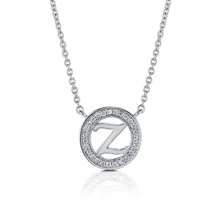 BERRICLE Necklaces Initial Letter CZ Necklace in Sterling Silver