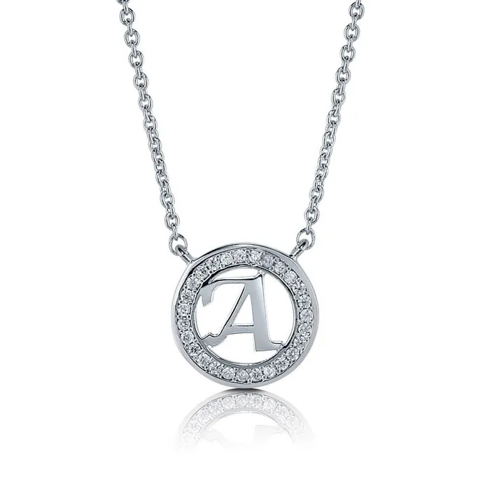 BERRICLE Necklaces Initial Letter CZ Necklace in Sterling Silver