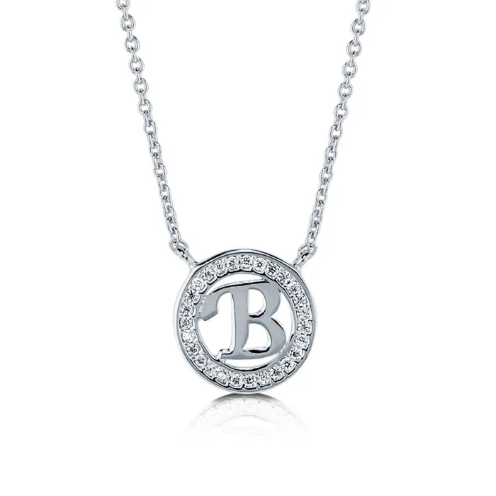 BERRICLE Necklaces Initial Letter CZ Necklace in Sterling Silver