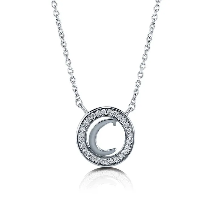 BERRICLE Necklaces Initial Letter CZ Necklace in Sterling Silver