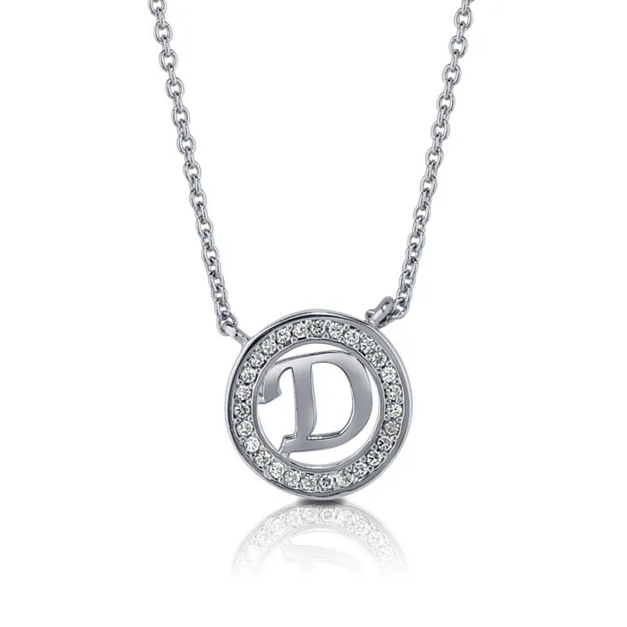 BERRICLE Necklaces Initial Letter CZ Necklace in Sterling Silver