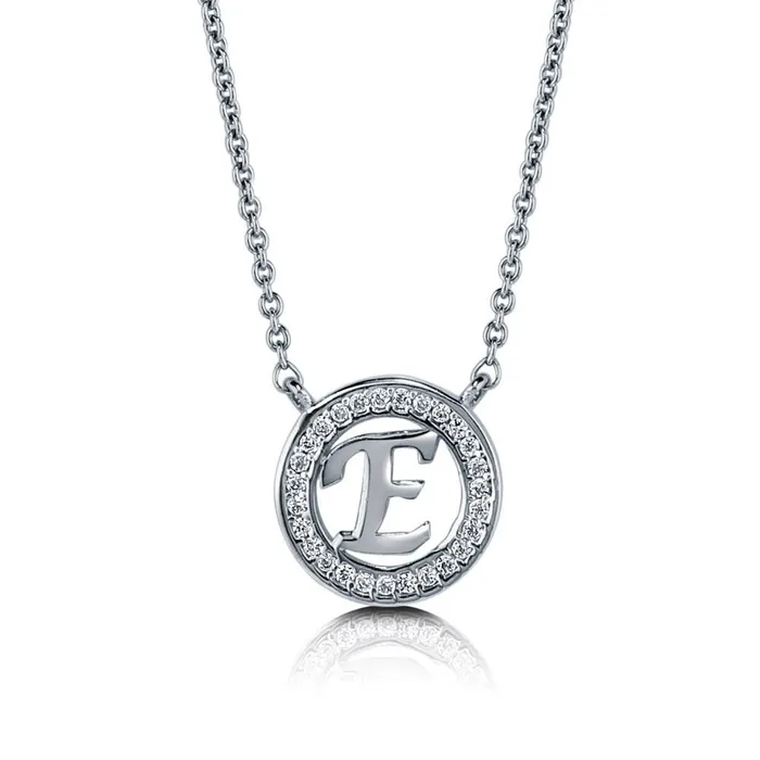 BERRICLE Necklaces Initial Letter CZ Necklace in Sterling Silver