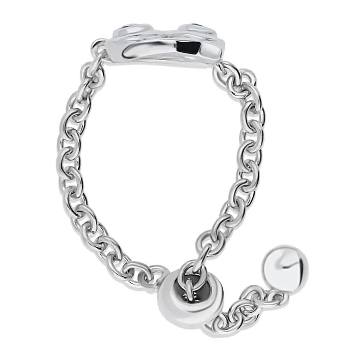 BERRICLE Owl CZ Chain Ring in Sterling Silver Rings