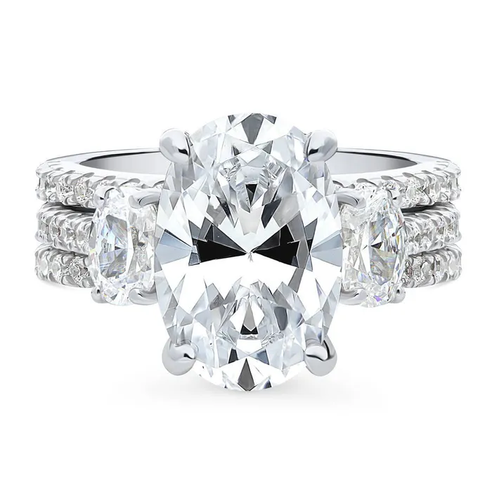 BERRICLE Rings 3Stone 55ct Oval CZ Ring Set in Sterling Silver