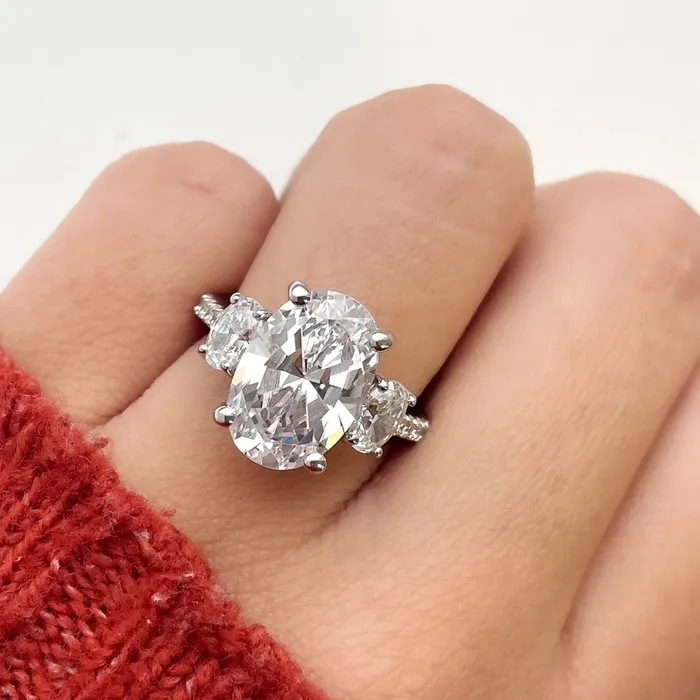 BERRICLE Rings 3Stone 55ct Oval CZ Ring Set in Sterling Silver