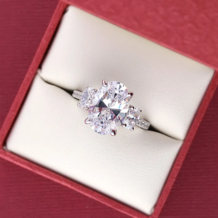 BERRICLE Rings 3Stone 55ct Oval CZ Ring Set in Sterling Silver