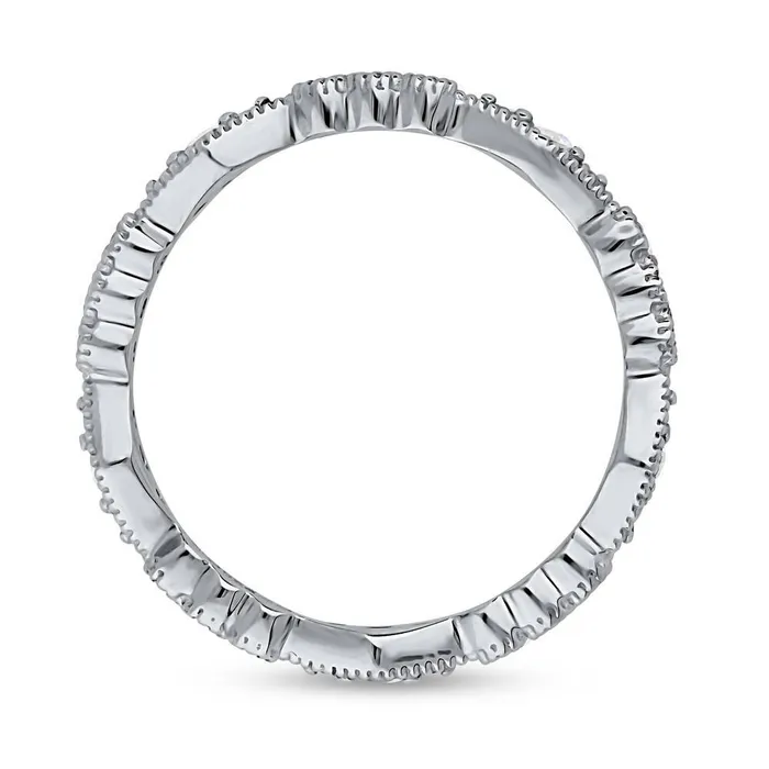 BERRICLE Rings Art Deco Pave CZ Eternity Ring in Sterling Silver