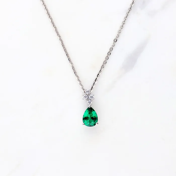 BERRICLE Rings Cluster Simulated Emerald CZ Set in Sterling Silver