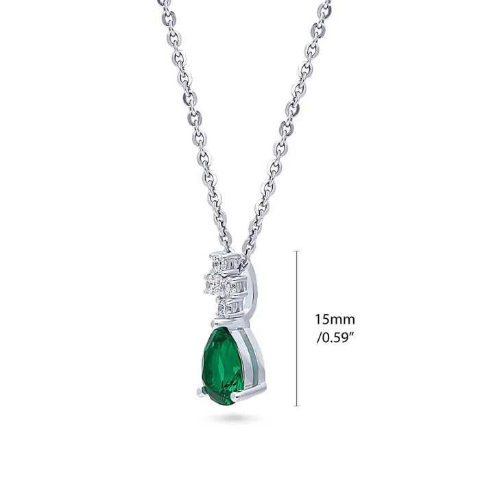 BERRICLE Rings Cluster Simulated Emerald CZ Set in Sterling Silver