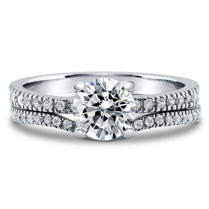 BERRICLE Rings Solitaire Wishbone 1ct CZ Ring Set in Sterling Silver