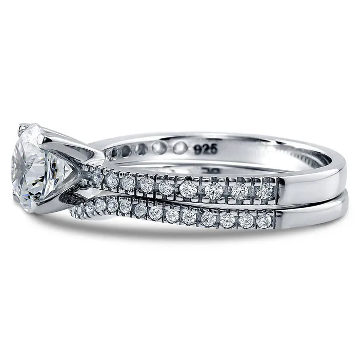 BERRICLE Rings Solitaire Wishbone 1ct CZ Ring Set in Sterling Silver
