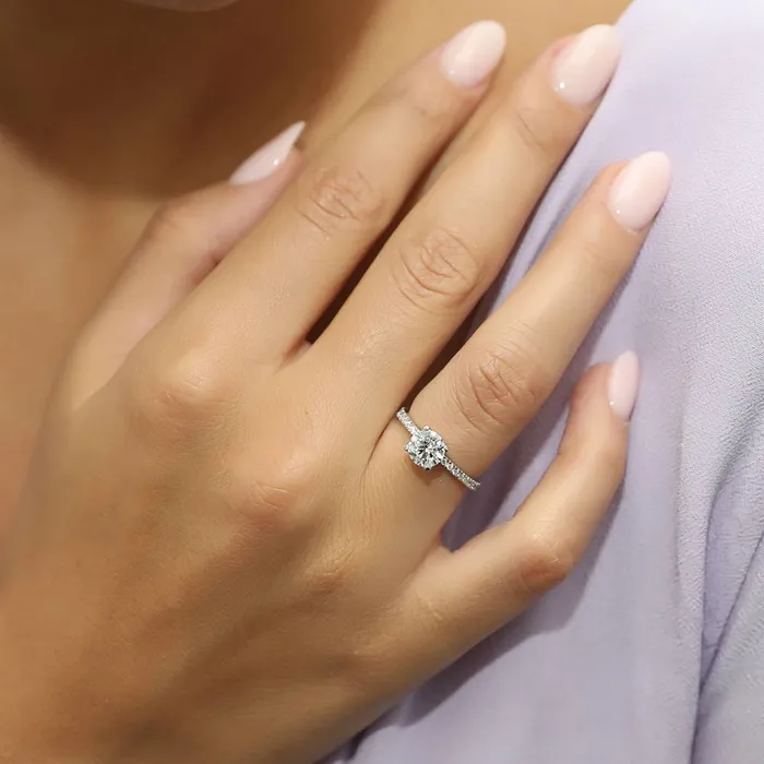 BERRICLE Rings Solitaire Wishbone 1ct CZ Ring Set in Sterling Silver