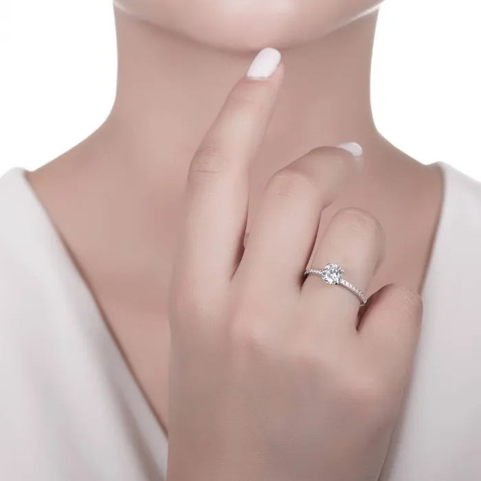 BERRICLE Rings Solitaire Wishbone 1ct CZ Ring Set in Sterling Silver