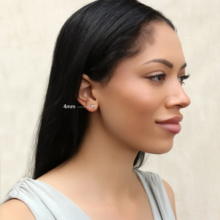 BERRICLE Solitaire Bezel CZ Stud Earrings in Gold Flashed Sterling Silver Earrings