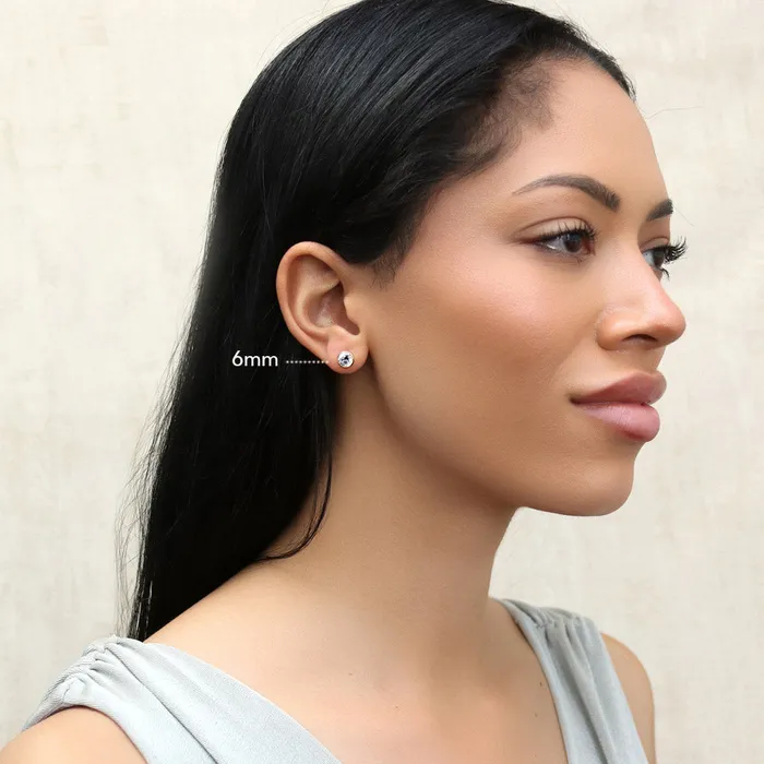 BERRICLE Solitaire Bezel CZ Stud Earrings in Gold Flashed Sterling Silver Earrings