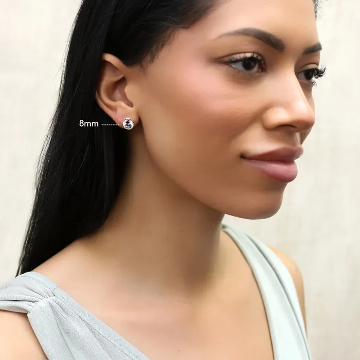 BERRICLE Solitaire Bezel CZ Stud Earrings in Gold Flashed Sterling Silver Earrings
