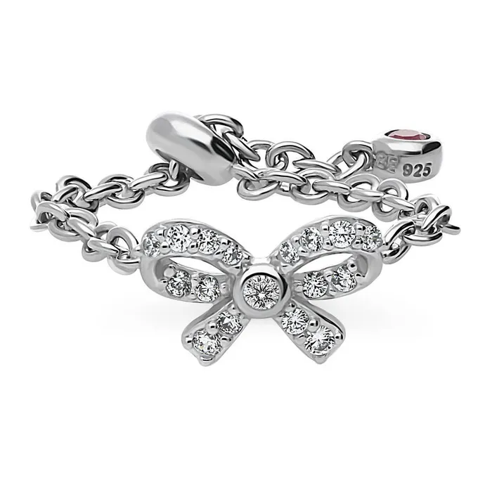 Bow Tie CZ Chain Ring in Sterling Silver BERRICLE Rings