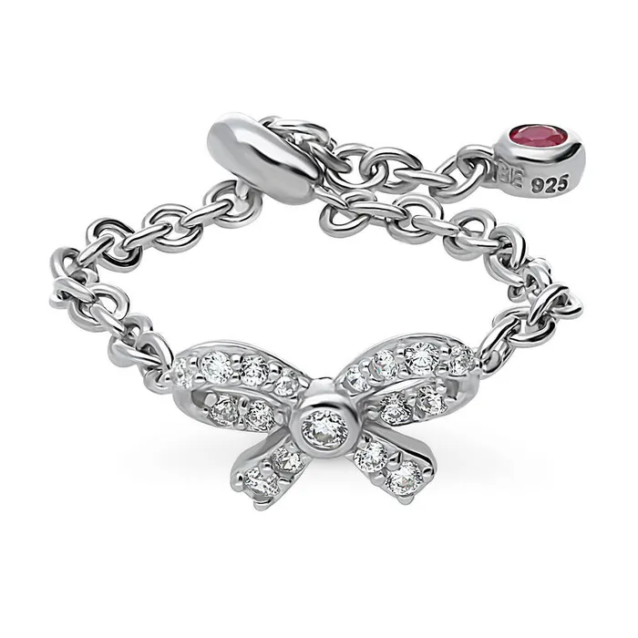 Bow Tie CZ Chain Ring in Sterling Silver BERRICLE Rings