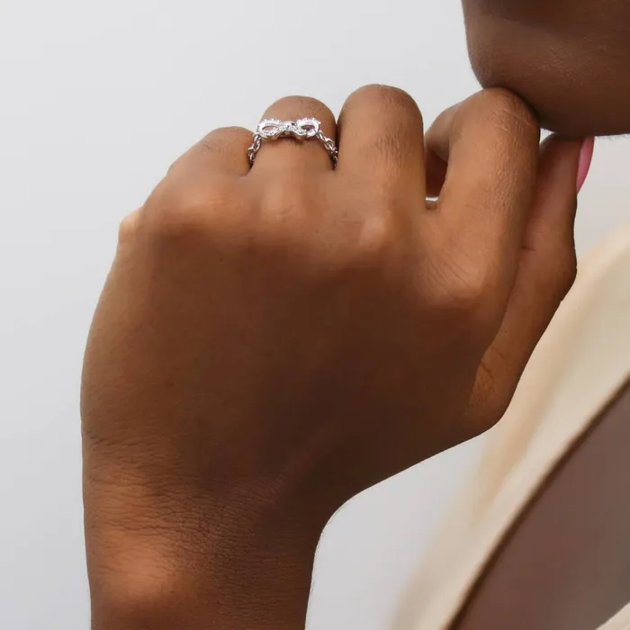 Bow Tie CZ Chain Ring in Sterling Silver BERRICLE Rings