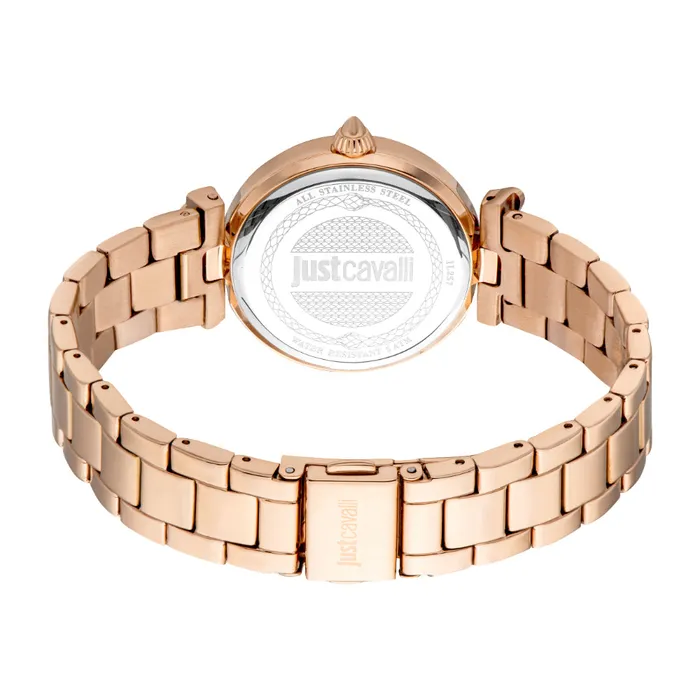 Bracelets Just Cavalli Just Cavalli Womens Rose Gold Watch with White MOP Dial and Rose Gold Metal Bracelet