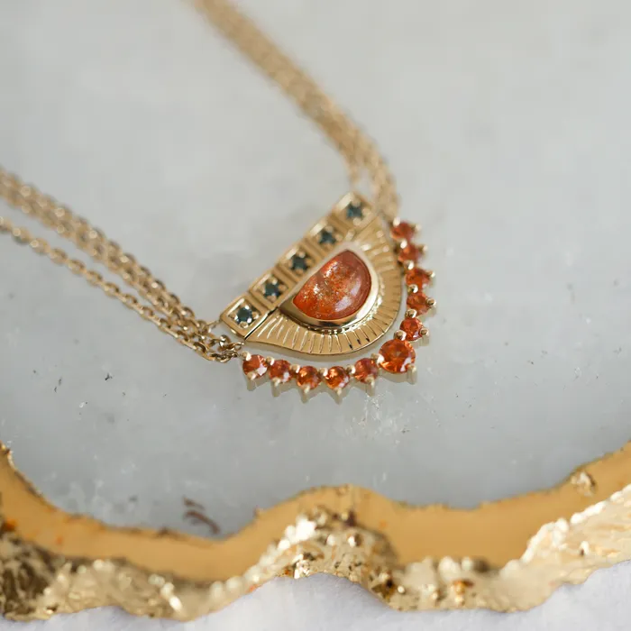 Capucinne Cyra 3Piece Sunstone Necklace Set Necklaces