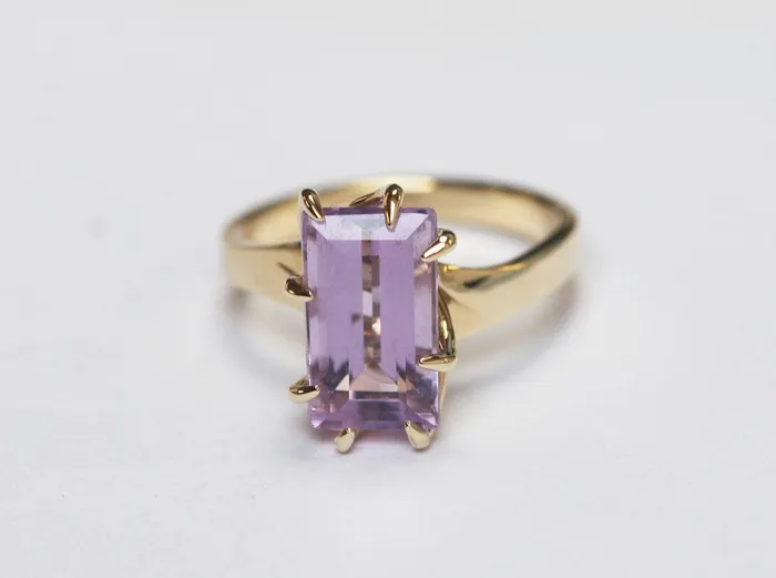 Capucinne Rings Cassandra Baguette Cut Amethyst Ring