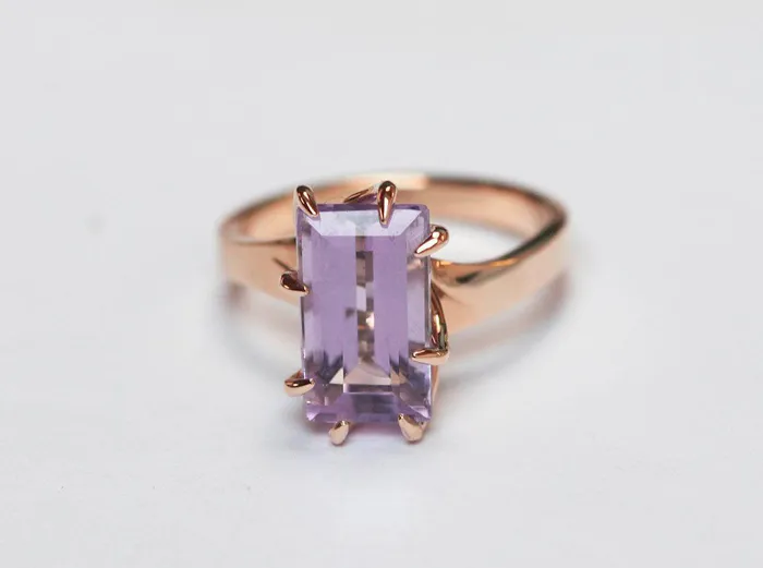 Capucinne Rings Cassandra Baguette Cut Amethyst Ring