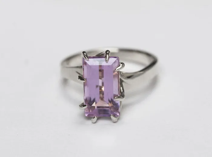 Capucinne Rings Cassandra Baguette Cut Amethyst Ring