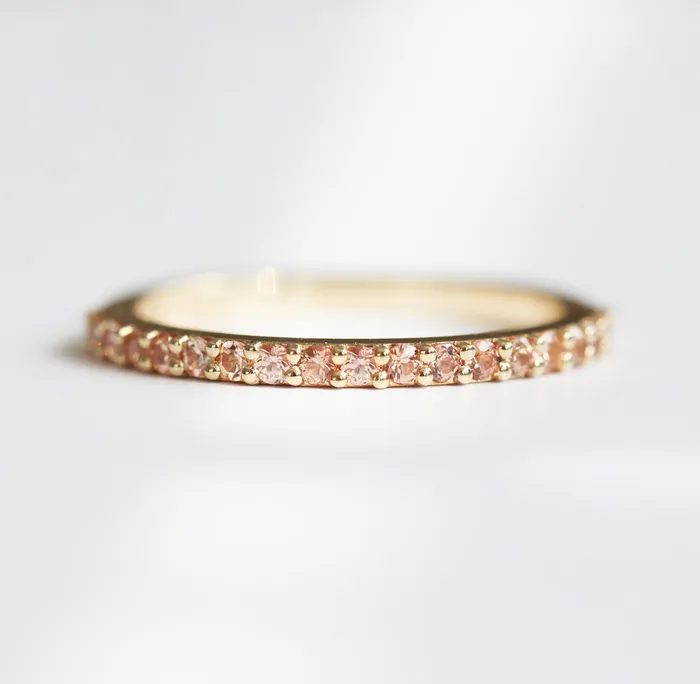Capucinne Rings Full Eternity Peach Sapphire Ring