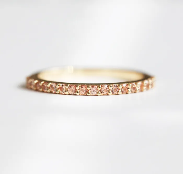 Capucinne Rings Full Eternity Peach Sapphire Ring