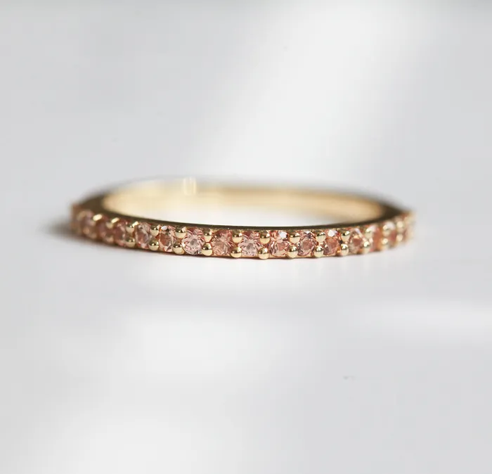 Capucinne Rings Full Eternity Peach Sapphire Ring