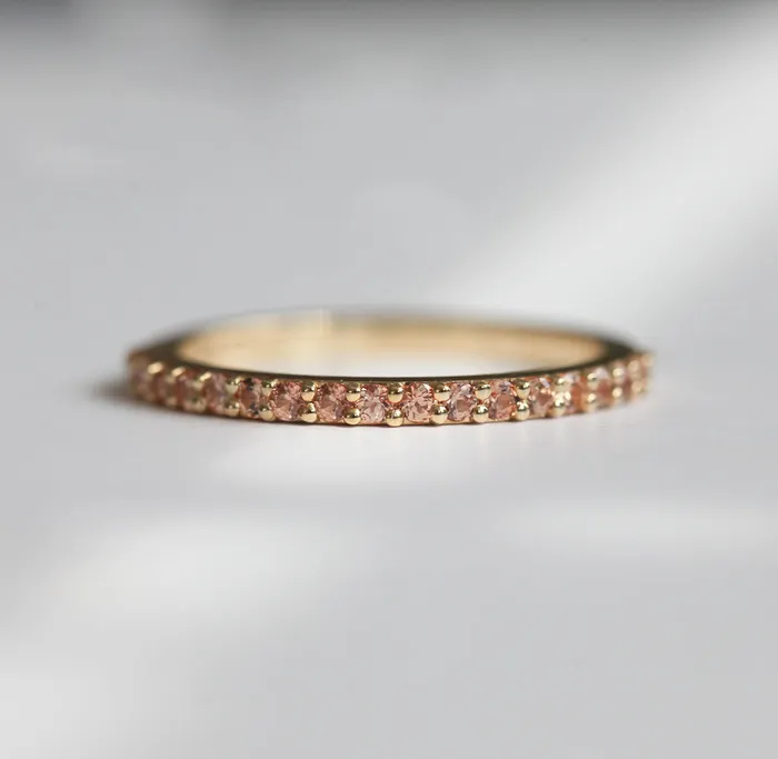 Capucinne Rings Full Eternity Peach Sapphire Ring