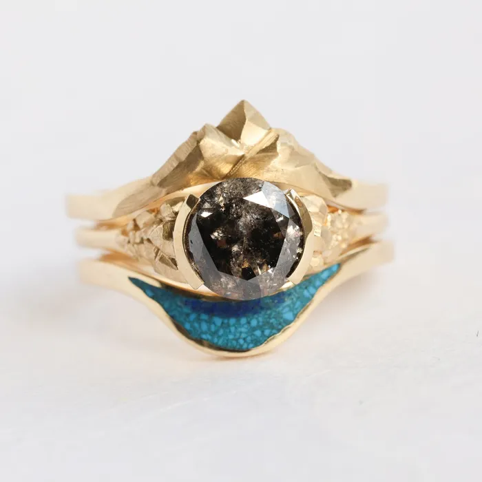Capucinne Rings Lilah Salt Pepper Diamond Ring Set