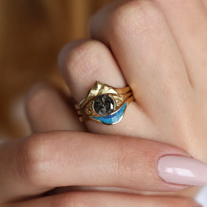 Capucinne Rings Lilah Salt Pepper Diamond Ring Set