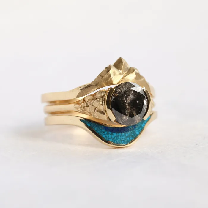 Capucinne Rings Lilah Salt Pepper Diamond Ring Set
