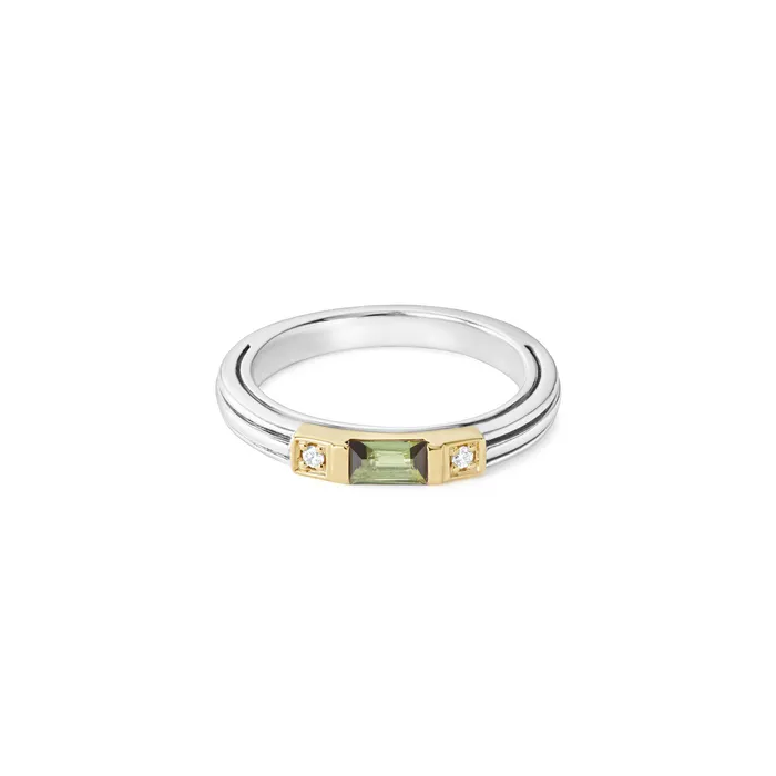 Caviar Color Green Tourmaline and Diamond Stacking Ring Lagos Rings Caviar Color Green Tourmaline and Diamond Stacking Ring Lagos Rings