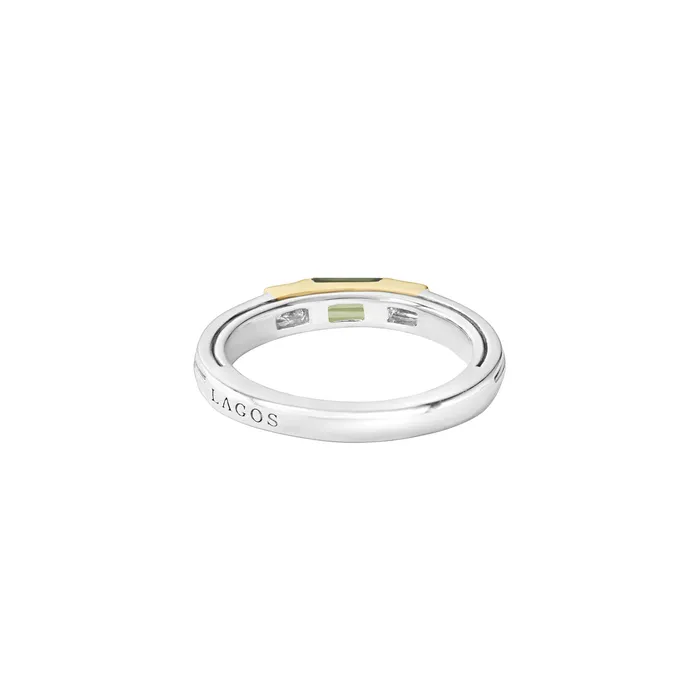 Caviar Color Green Tourmaline and Diamond Stacking Ring Lagos Rings Caviar Color Green Tourmaline and Diamond Stacking Ring Lagos Rings