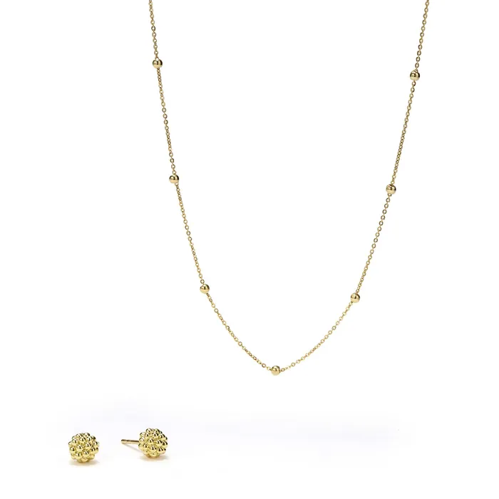 Caviar Gold 18K Gold Earring and Necklace Gift Set LAGOS PreStyled Sets