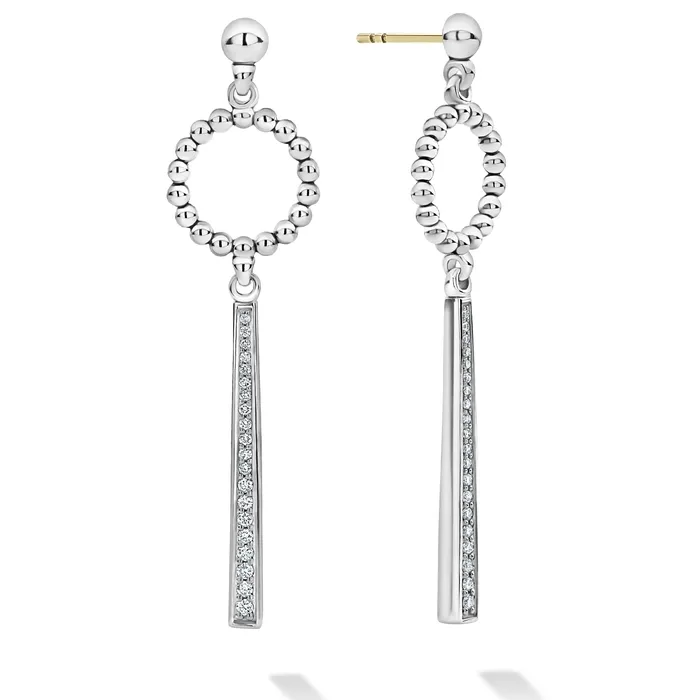 Caviar Spark Beaded Circle Diamond Drop Earrings LAGOS Earrings