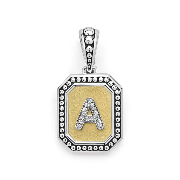 Charm Necklaces LAGOS Signature Caviar Octagon Diamond A Initial Charm