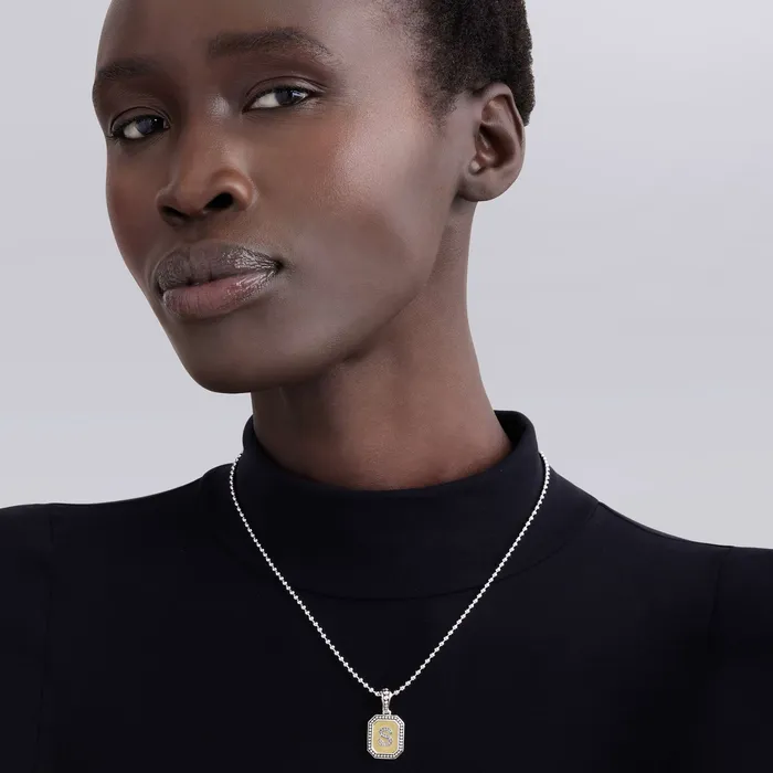 Charm Necklaces LAGOS Signature Caviar Octagon Diamond A Initial Charm Charm Necklaces LAGOS Signature Caviar Octagon Diamond A Initial Charm