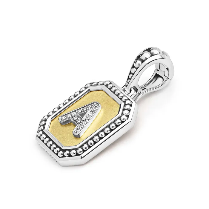 Charm Necklaces LAGOS Signature Caviar Octagon Diamond A Initial Charm Charm Necklaces LAGOS Signature Caviar Octagon Diamond A Initial Charm