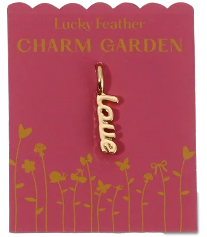 Charm Necklaces Lucky Feather Charm Garden Love Script Charm by Lucky Feather