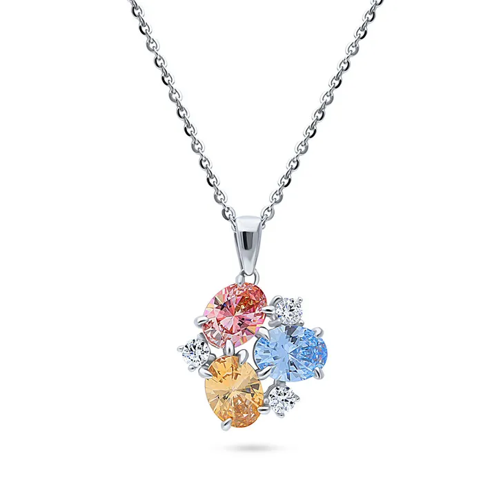 Cluster Morganite Color CZ Necklace in Sterling Silver BERRICLE Necklaces