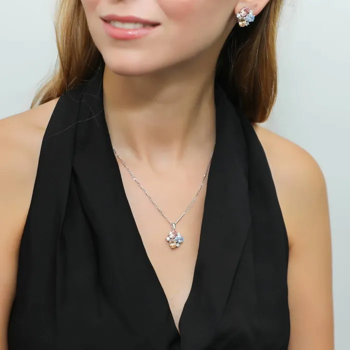 Cluster Morganite Color CZ Necklace in Sterling Silver BERRICLE Necklaces